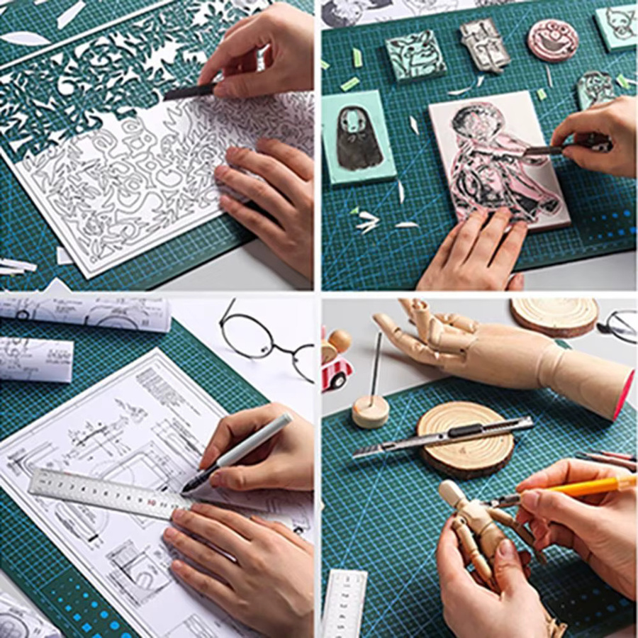 Schneidematte aus Kunststoff für Lederhandwerk und DIY-Projekte, Blau, erhältlich in den Größen A3, A4 oder A5 - Bild 3