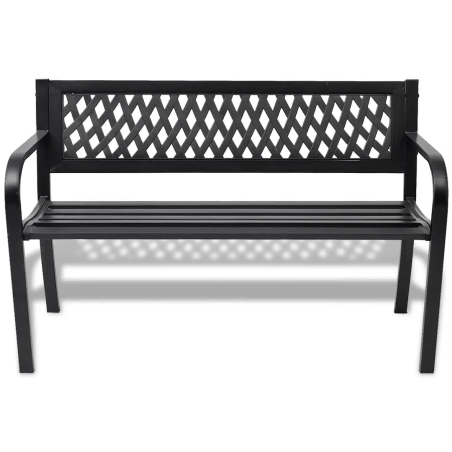 vidaXL Gartenbank aus Stahl mit Kunstleder in Schwarz matt - Bild 2