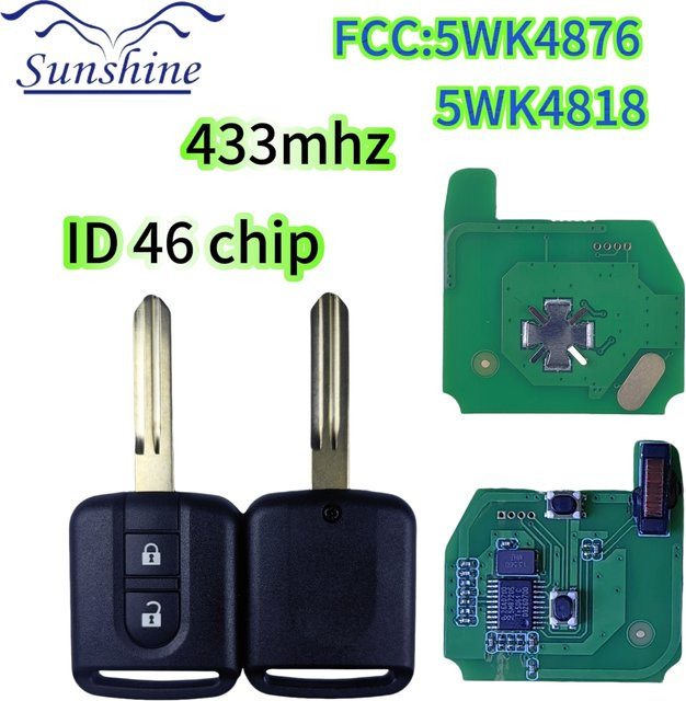 Sonnenschein QCONTROL 5WK4 876/818 433 MHz ID46 Chip Schlüsselanhänger mit 2 Tasten Fernbedienung für Nissan Elgrand X-TRAIL Qashqai Navara Micra Note NV200 in Schwarz - Bild 1