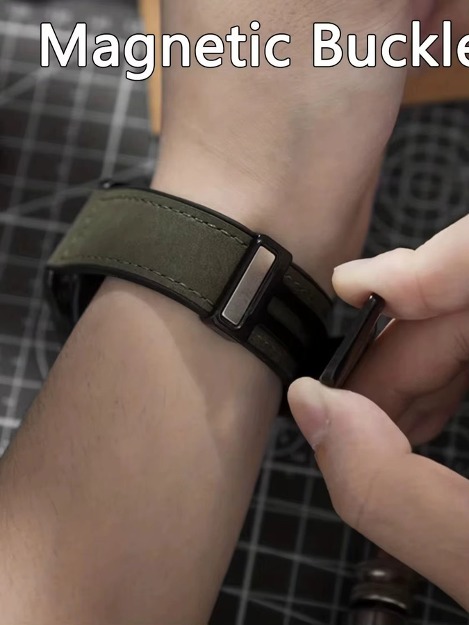 Uhrenarmband Leder, Silikon, Magnetisch, Unisex - Bild 4