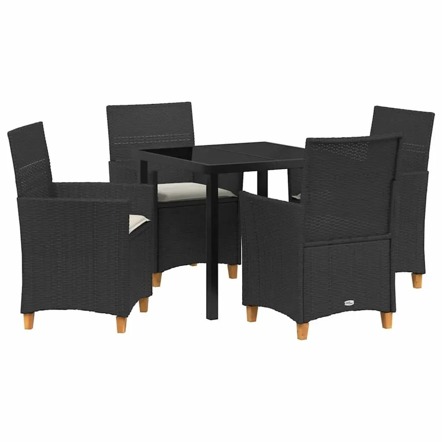 vidaXL Garten Essgruppe 5-teilig aus Poly-Rattan und Glas in Schwarz - Bild 2