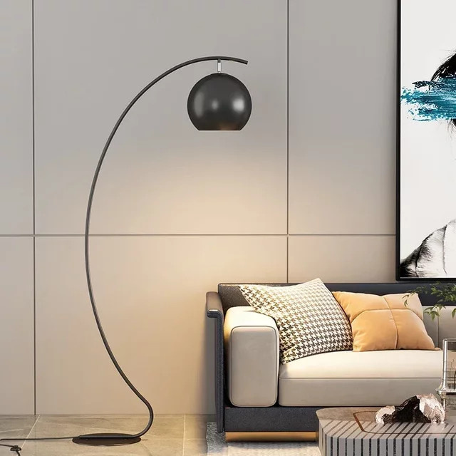 JIANKEXING LED Stehlampe im minimalistischen Angeln-Design in Schwarz und Gelb für Wohnzimmer und Home Office - Bild 1