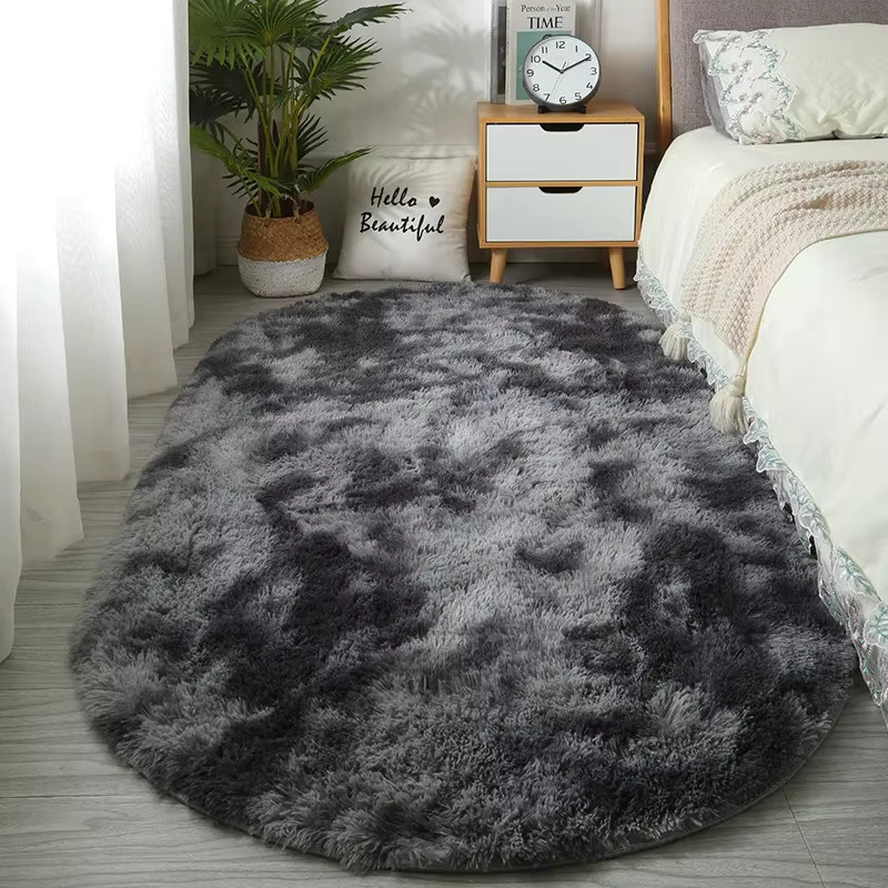 VIKAMA Ovaler Batik-Teppich in einfarbigem Design aus Polyester für Wohnzimmer, Schlafzimmer und Küche - Bild 2
