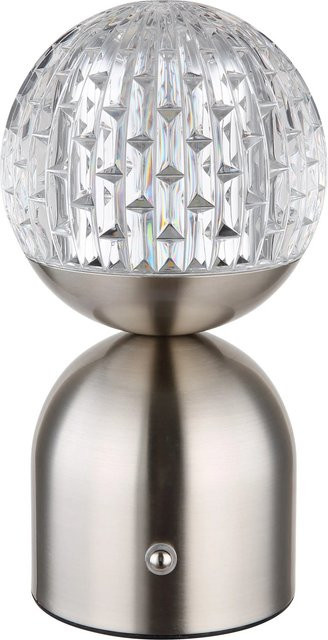 Globo Tischleuchte Julsy aus Metall und Acryl in Nickel Matt, dimmbar und mit Akku betreibbar - Bild 1