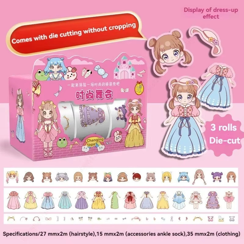 kissbuty Washi Tape Set Prinzessin Dress Up Aufkleber für Mädchen in Mehrfarbig - Bild 2