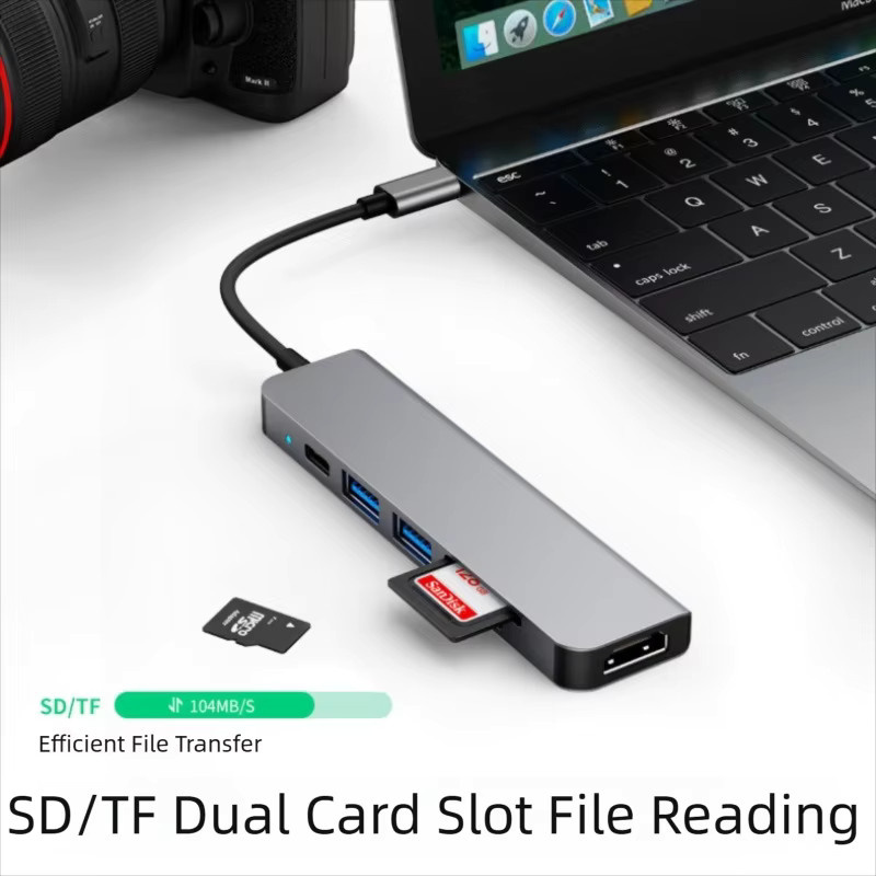 DIXSG USB-C Hub mit HDMI 4K, SD/TF-Kartenslot und PD 87W Schnellladung, USB 3.0 Dockingstation für MacBook und Computer - Bild 5