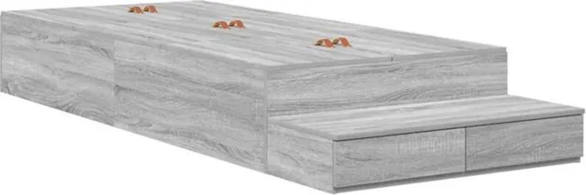 Vidaxl Funktionsbett mit Stauraum in Grau Sonoma aus Holzwerkstoff, B/T/H: 226,5 x 75 x 31,5 cm - Bild 1