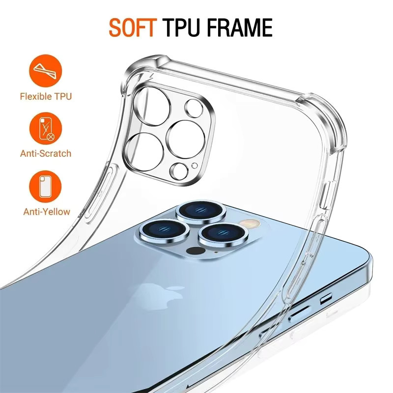 Stoßfeste transparente Silikon-Handyhülle von SFHOMIE mit Linsenschutz für iPhone 11, 12, 13, 14, 15 Pro Max Plus und Pro - Bild 4