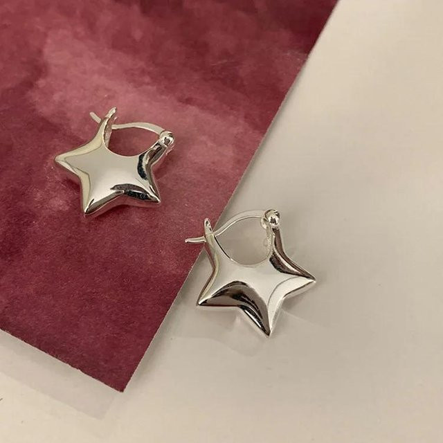 YULIN Creolen Pentagramm, Edelstahl, Silber, Damen - Bild 1