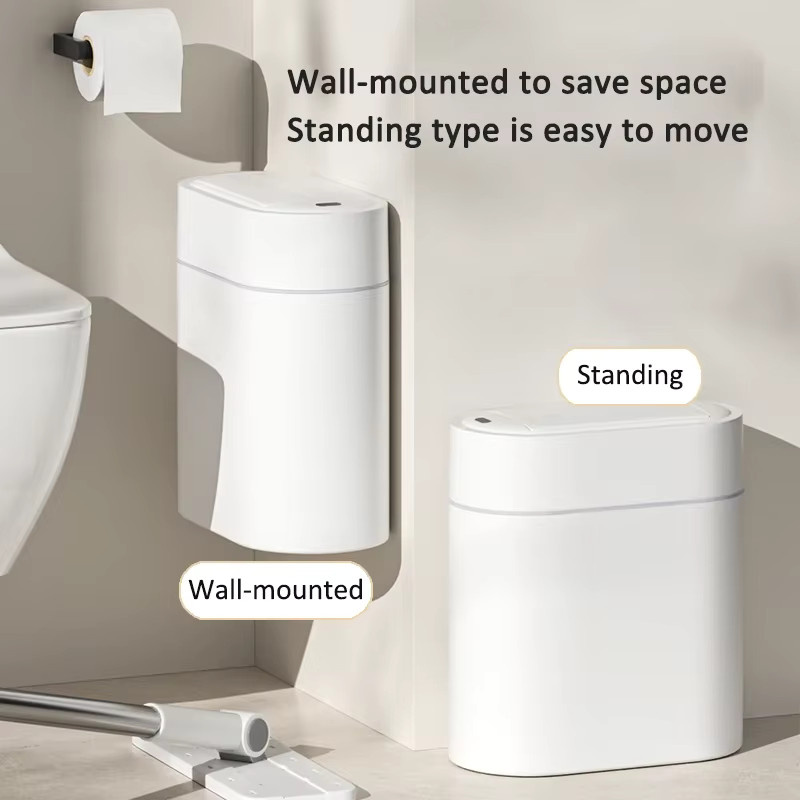 JAH Smart Sensor Mülleimer mit Deckel und Wandmontage, Automatischer Induktionsmülltonne für Küche und Toilette, Weiß, Volumen: 7/9 l - Bild 2