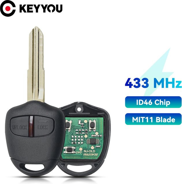 KEYYOU Auto-Fernbedienungsschlüssel MIT11R 434 MHz mit ID46-Chip für Mitsubishi Lancer Grandis Outlander Mirage Kigo in Schwarz - Bild 1