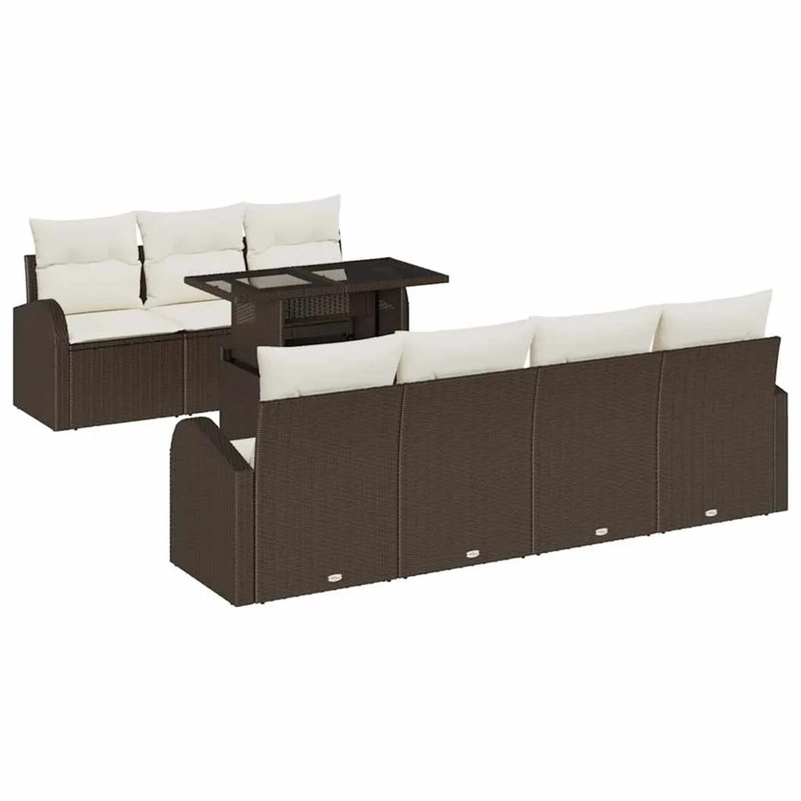 vidaXL Garten-Sofa-Set aus Polyrattan in Braun mit 8-teiliger Polstergarnitur und Tisch - Bild 2