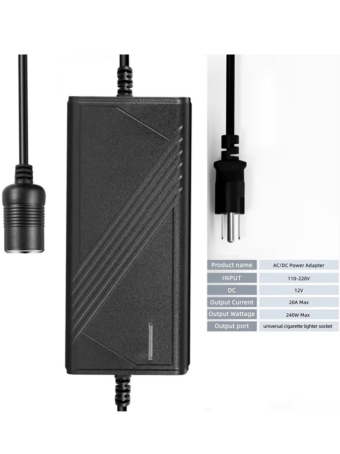 YASOKRO AC zu DC Konverter 110 V/220 V zu 12 V 20 A 240 W mit Zigarettenanzünder Stecker in Schwarz für Auto Kühlschrank und Inflator - Bild 6