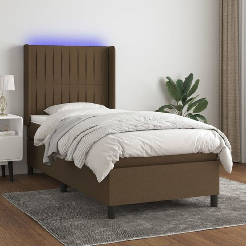 vidaxl Boxspringbett mit Matratze in Braun aus Stoff und Holzwerkstoff B/T/H: 90 x 190 x 128 cm - Bild 1