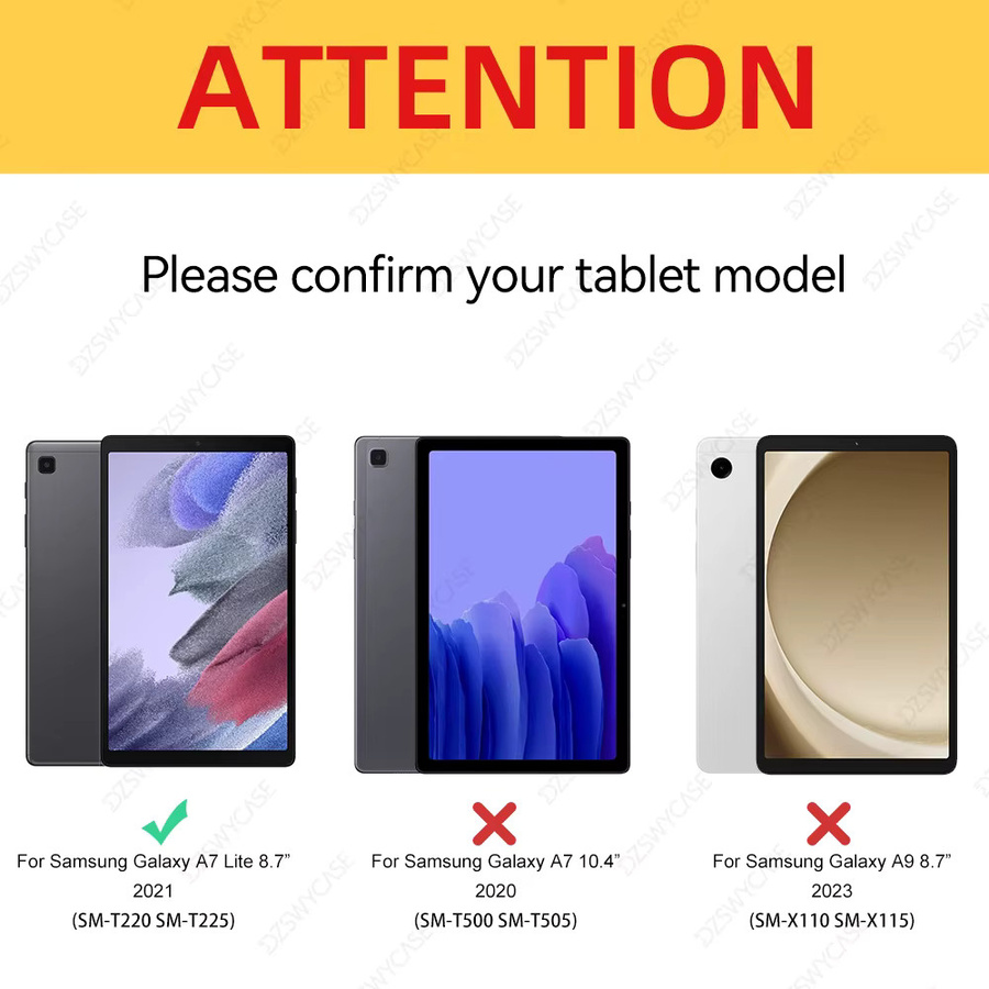 DZSWYCASE Schutzhülle für Samsung Galaxy Tab A7 Lite 8,7 Zoll 2021 mit dreifach faltbarer Standfunktion und weicher TPU-Rückseite, Schwarz oder Grün - Bild 2