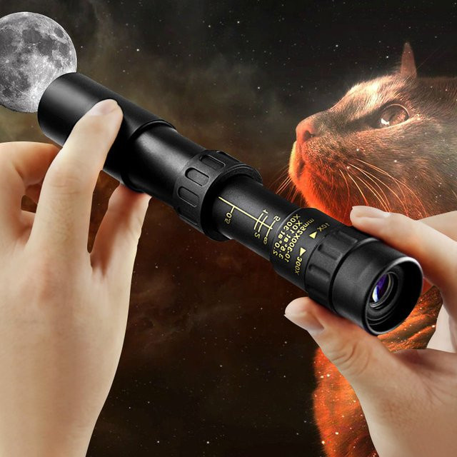 Professionelles Monokular mit 10-300x40 Zoom und HD 4K Auflösung, BAK4-Prismen für Jagd und Camping, Schwarz - Bild 1