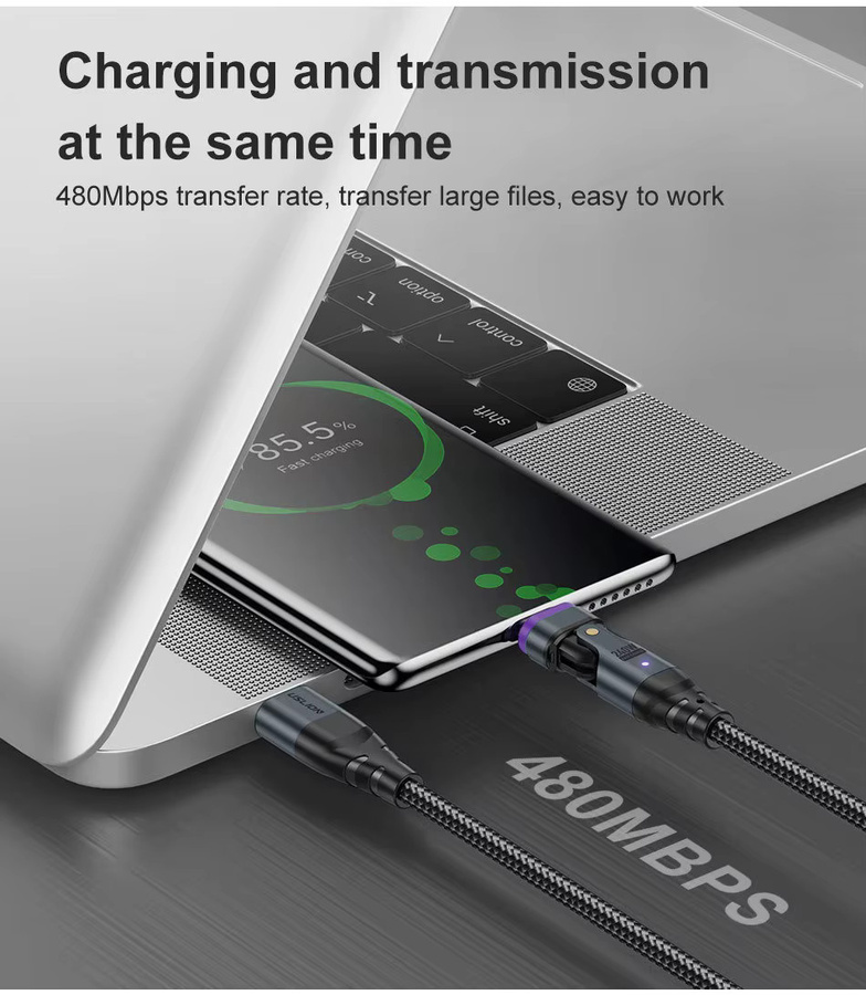 TelDaykemei 240W 5A Magnetisches USB-C Schnellladegerät mit Magnet-Adapter und Ladekabel in Schwarz - Bild 5