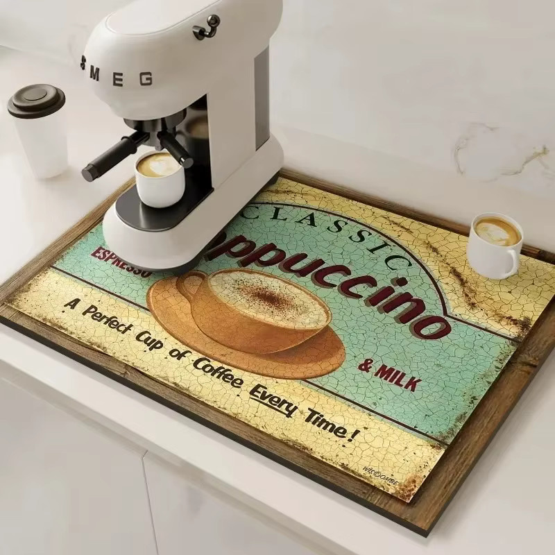 VIKAMA Küchen-Geschirrabtropfmatte, schnelltrocknende Absorptionsmatte für Kaffeemaschinen, Multicolor, B/T: 30,0 x 20,0 cm - Bild 2