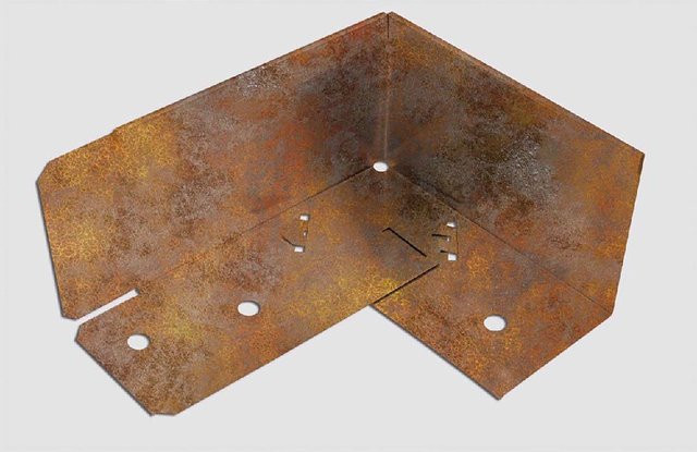 L-Rasenkante Ecke Blank-Heavy in Rost-Braun, Schwarzstahl, B: 32 cm, H: 10 cm - Bild 1