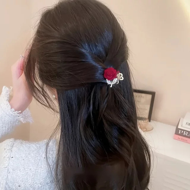 Haarschmuck rote Rose, Zinklegierung, Damen - Bild 1