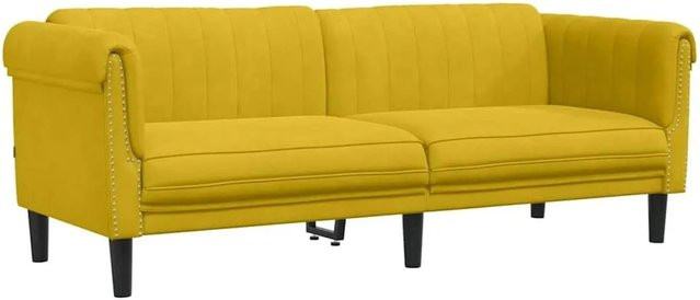 vidaXL 3-Sitzer Sofa in Gelb aus Samt mit Massivholzrahmen und Armlehnen, B: 203,0 cm, H: 77,0 cm, T: 74,0 cm - Bild 1