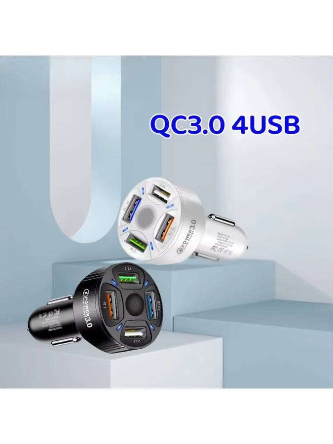 65 W Auto Ladegerät mit Quick Charge 3.0 und USB-C sowie USB-A Anschlüssen in Schwarz für Xiaomi, iPhone und Samsung - Bild 5