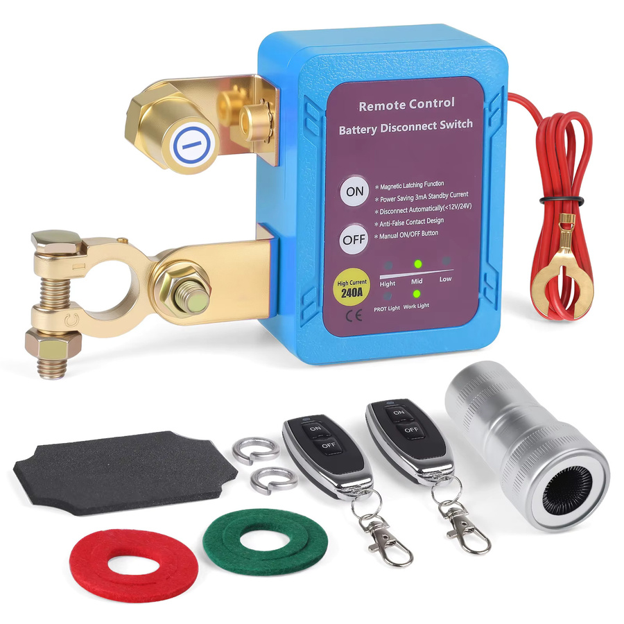 CNSPEED Batterietrennschalter mit Fernbedienung für PKW und LKW, 12 V, 240 A, blau/rot - Bild 2