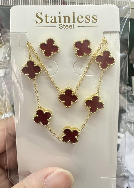 Chose One Schmuckset Kleeblatt, Edelstahl, Gold, Herren - Bild 1