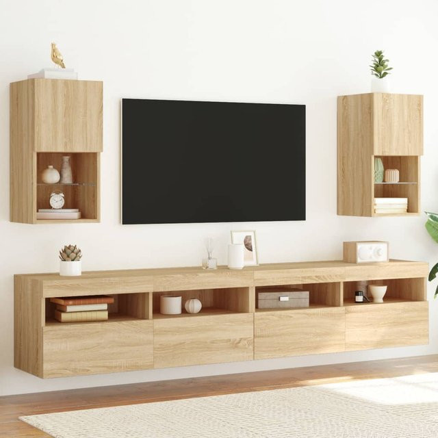 VIDAXL TV-Einheit mit LED-Beleuchtung, 2-teiliges Set, Sonoma-Eiche, B/T/H: 30,5 x 30 x 60 cm - Bild 1