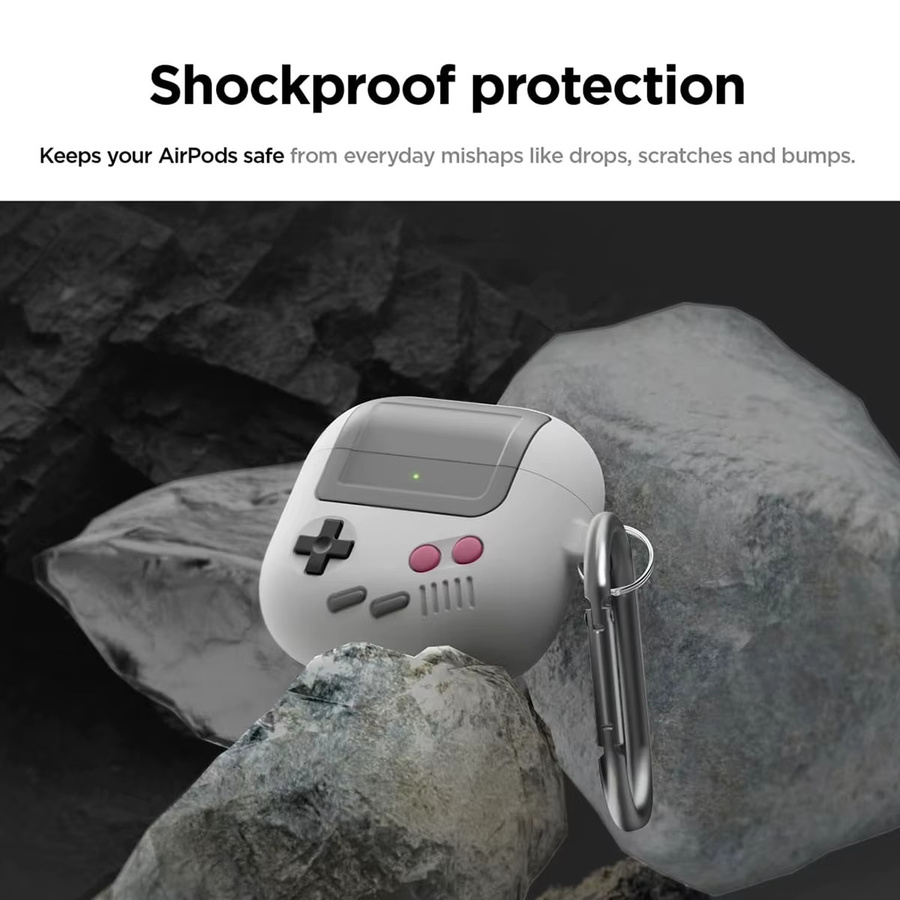 Stoßfeste Schutzhülle im Spielkonsolen-Design für Apple AirPods 4 und AirPods Pro 2 inklusive Reinigungsset in Grau oder Weiß - Bild 3