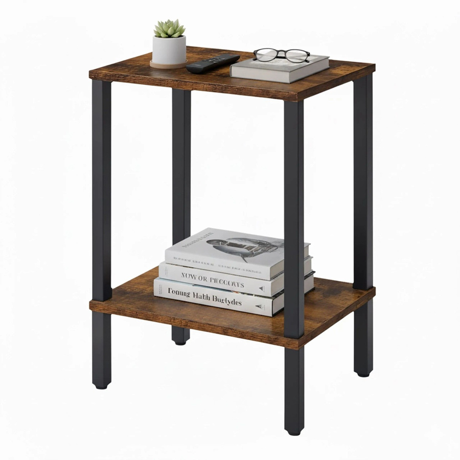 Relaxdays Beistelltisch im Industrial-Stil aus MDF und Stahl in Braun und Schwarz, B/T/H: 55 x 38 x 30 cm - Bild 2