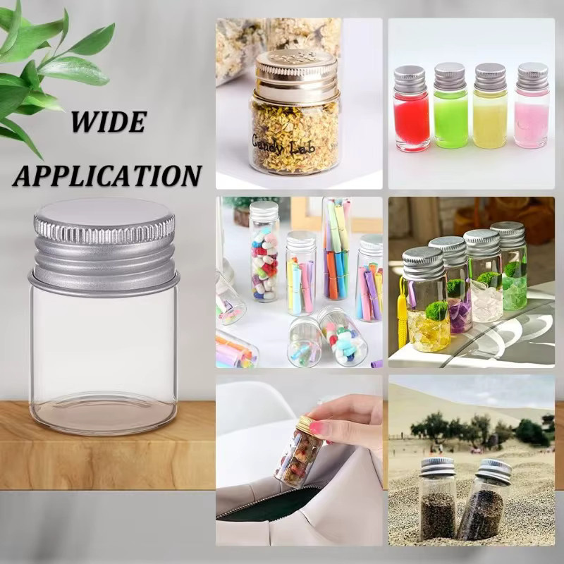 20 Stück transparente Glasflaschen mit Aluminiumkappe und Schraubverschluss, 5 ml Probenfläschchen für Nachrichten oder Wünsche - Bild 2