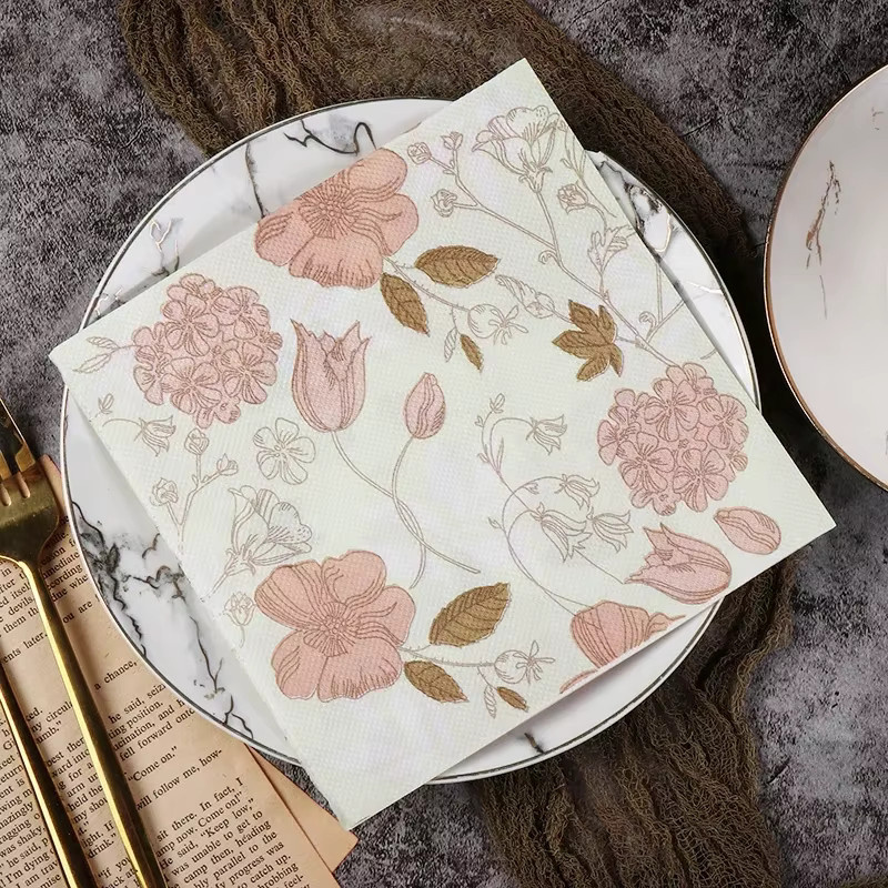 GUANYAO Bunte Papier-Servietten mit floralem Print für Party und Hochzeit, 20 Stück - Bild 2