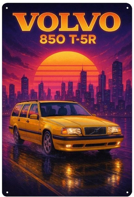 CIFbuy Volvo 850 T5R Vintage Blechschild Retro Automobilkunst Wanddeko B: 20 cm, H: 30 cm, Farbe: Bunt - Bild 1