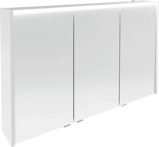 Fackelmann Spiegelschrank Verona mit LED-Beleuchtung und 3 Türen in Weiß Glanz, B/H/T: 110 x 68,3 x 16,5 cm - Bild 1