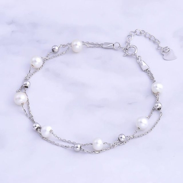 Wucifang Jewelry Armband 925 Sterling Silber, Süßwasserperlen, Damen, 22 cm - Bild 1