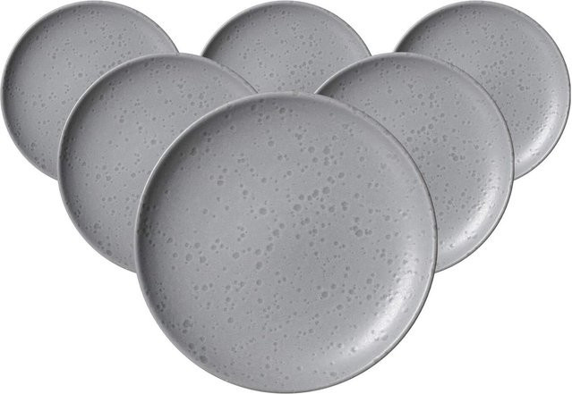 Ritzenhoff & Breker Dessertteller Kitwe aus Keramik, Grau, 6er Set, Durchmesser: 20 cm - Bild 1