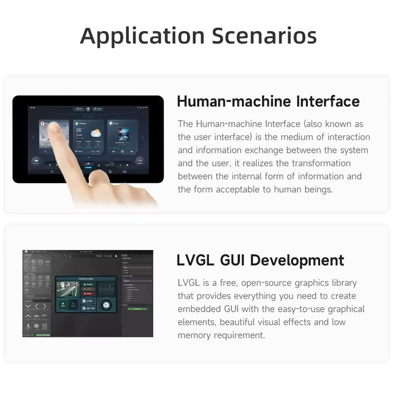 SHCHV ESP32-S3 7 Zoll Touch LCD Display Entwicklungsboard mit 800x480 Auflösung, 5-Punkt Touch, WiFi und Bluetooth in Schwarz für GUI LVGL - Bild 3