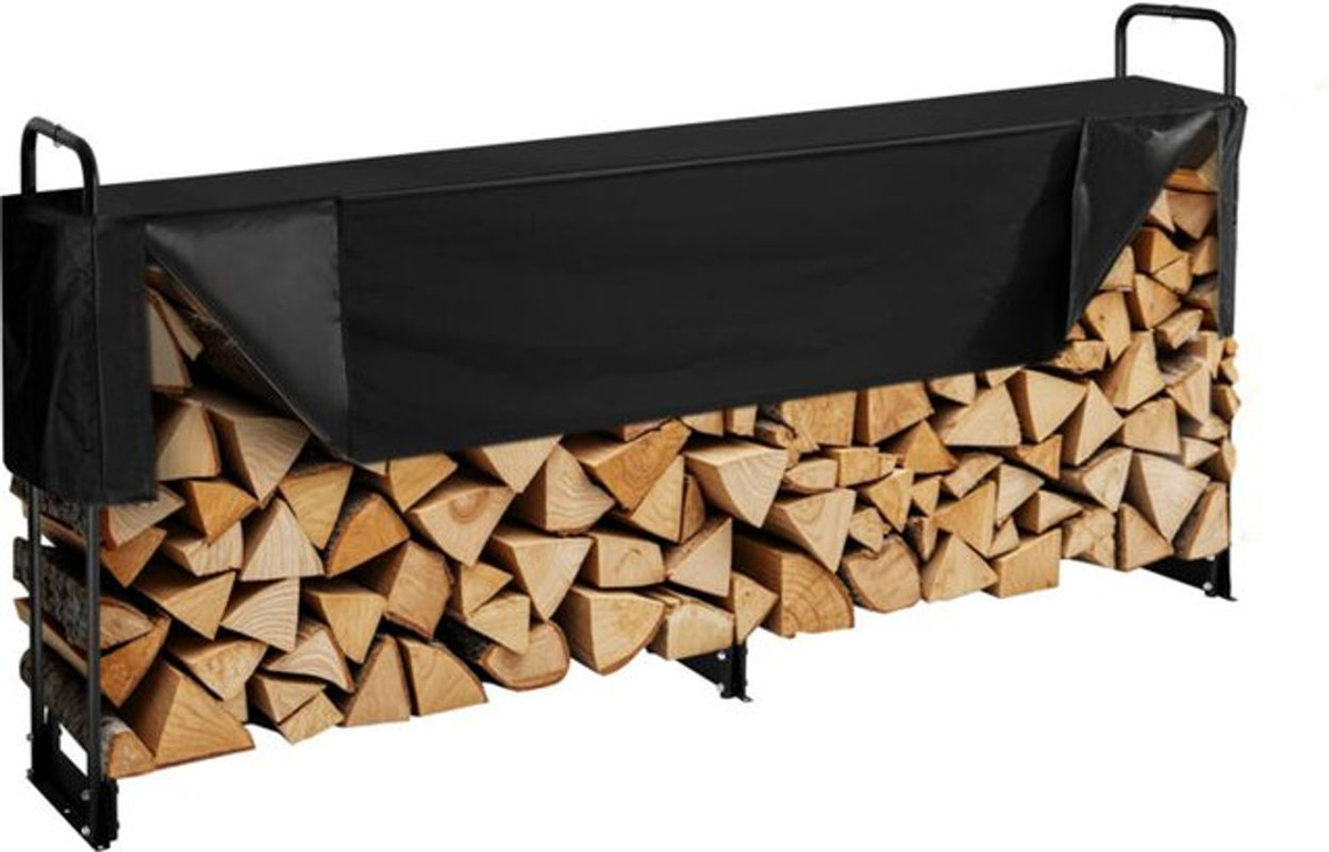 VEVOR Kaminholzregal aus Stahl mit wasserdichter Abdeckung, Schwarz, B/T/H: 259 x 36 x 117 cm - Bild 2