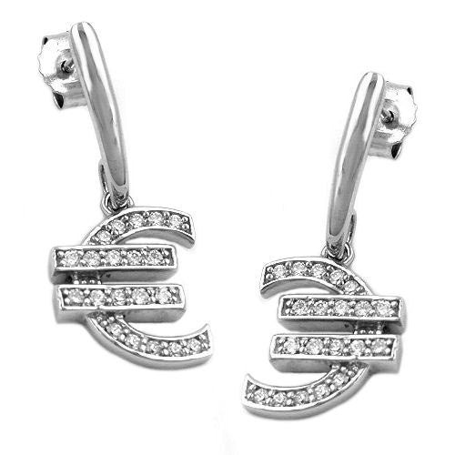 Colfem Ohrstecker Euro-Zeichen, 925 Silber, Zirkonia, Unisex - Bild 1