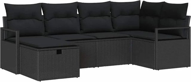 vidaXL L-Shape Sofa Set aus Poly-Rattan mit Kissen und integriertem Stauraum in Schwarz - Bild 1
