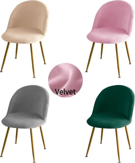 WANERQU Stuhlbezug aus verdicktem Samt in Beige, elastischer Stretch-Schonbezug für Esszimmerstühle mit kurzer Rückenlehne - Bild 1