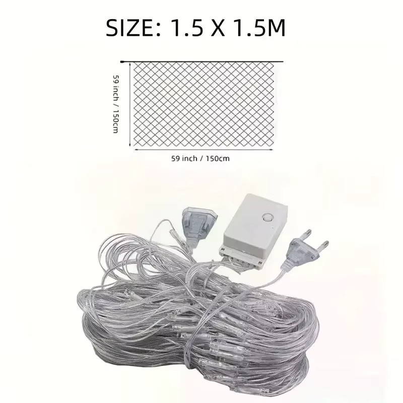 Dekorative LED Netz Lichterkette in Warmweiß für Weihnachten und Hochzeiten, B/H: 1,5 x 1,5 m - Bild 4