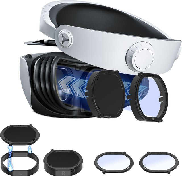 DEVASO Objektivschutz-Abdeckungsset für PSVR2 in Schwarz, Schutzzubehör mit Brillenabstandshalter und kratzfestem Ring, kompatibel mit PlayStation VR2 - Bild 1