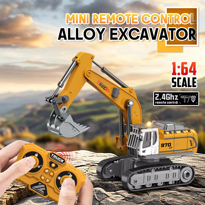 CONUSEA RC Mini Bagger, ferngesteuert, 1:64, Metall, Gelb - Bild 5