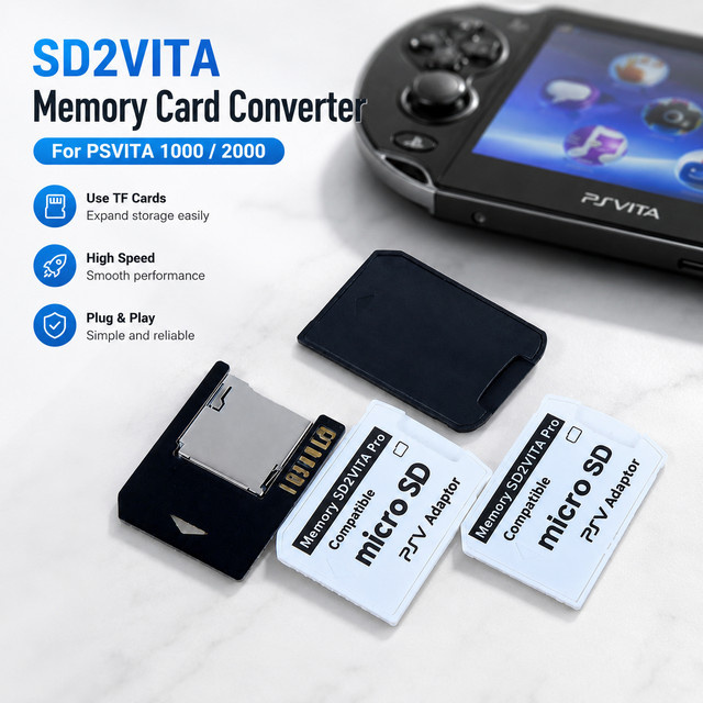 SD2VITA Speicherkarten-Konverter für PSVITA PSV1000 und PSV2000, TF-Kartenadapter und Kartenleser in Schwarz - Bild 1
