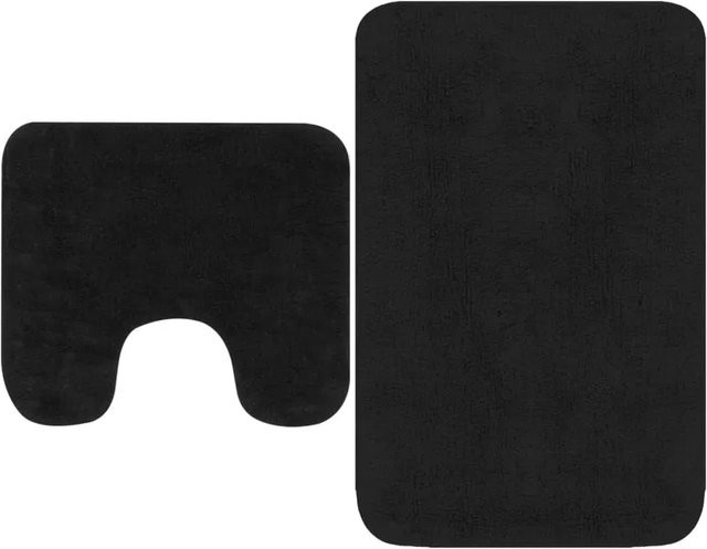 vidaXL Badematten-Set aus Baumwolle in Anthrazit, 2-teilig mit rutschfester Unterseite (1 Badematte und 1 WC-Vorleger) - Bild 1