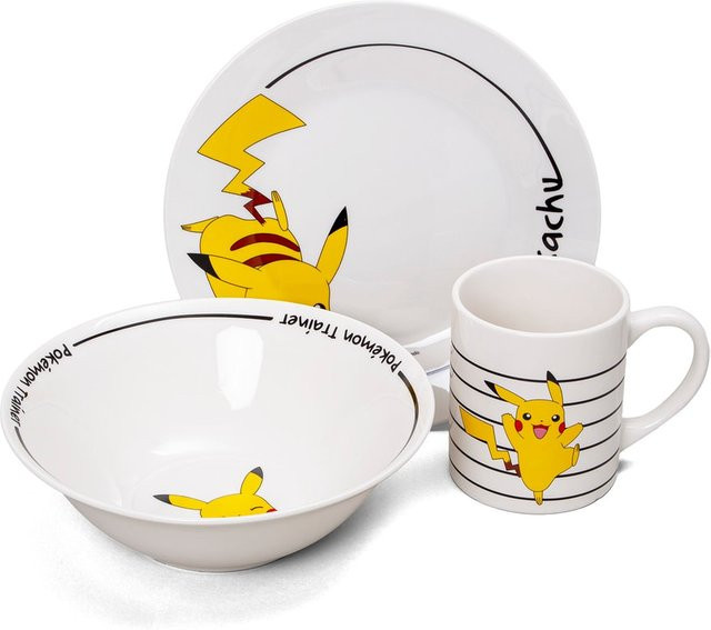Pokémon Pikachu 2er Frühstücksset aus Keramik in Weiß - Bild 1