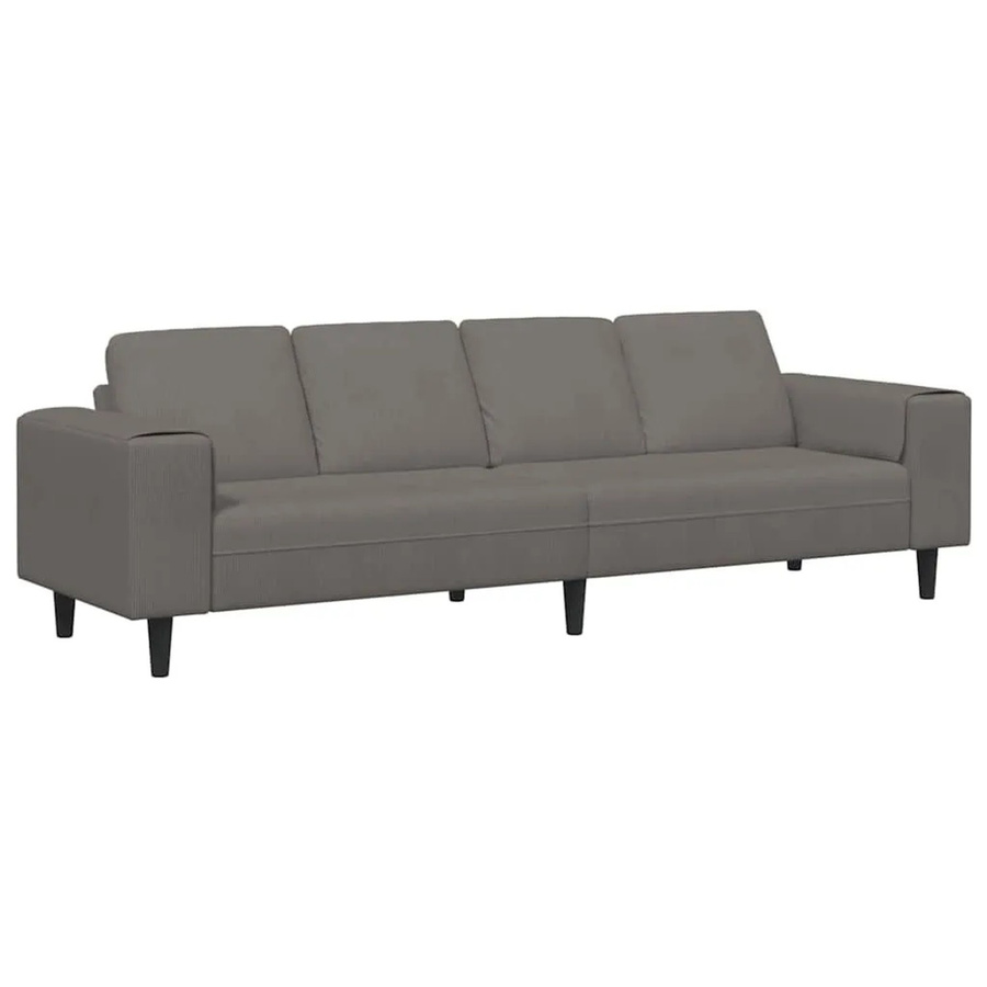 vidaXL Sofa in Hellgrau mit Kissen aus Cordstoff, modern und geometrisch, B/T/H: 250 x 77 x 76 cm - Bild 2