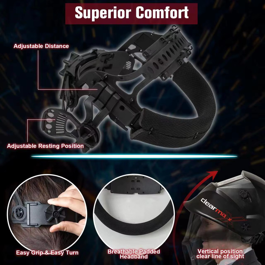 ARCCAPTAIN Schweißhelm mit Chamäleon-Effekt und True-Color Technologie, automatische Verdunkelung für Lichtbogenschweißen, Schleifen und Schneiden, Farbe: Schwarz - Bild 3